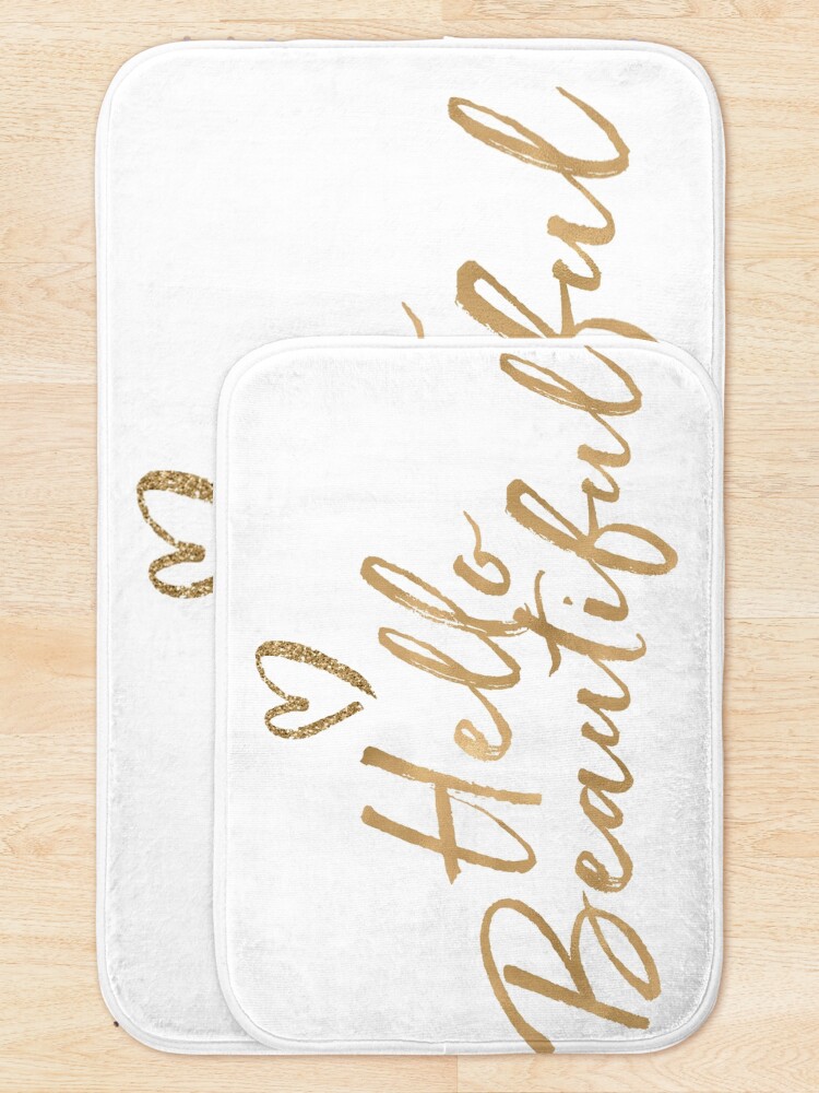 Alternate view of Gold Girly Glam Glitter Heart Hello Beautiful Bath Mat