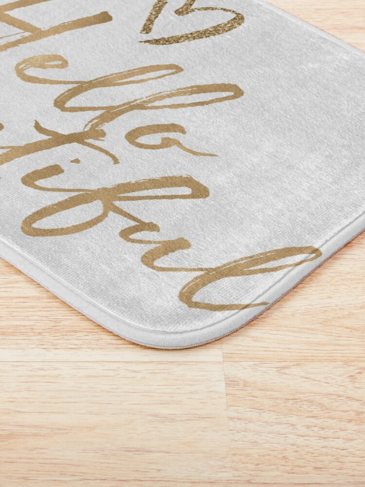 Alternate view of Gold Girly Glam Glitter Heart Hello Beautiful Bath Mat