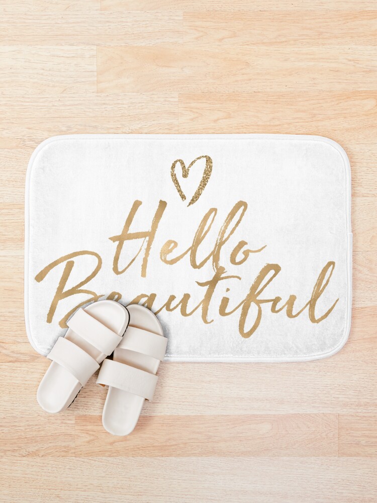 Alternate view of Gold Girly Glam Glitter Heart Hello Beautiful Bath Mat