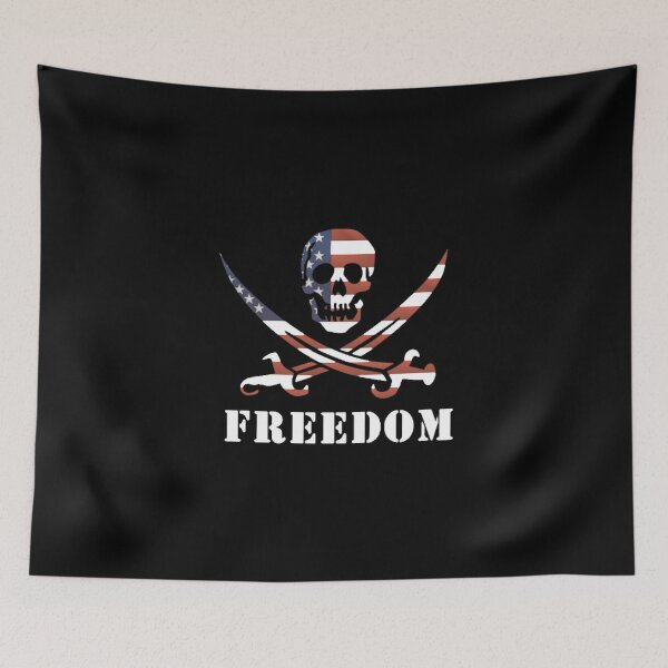 Item preview, USA Pirate Freedom Skull and Crossed Swords designed and sold by Spartawolf.