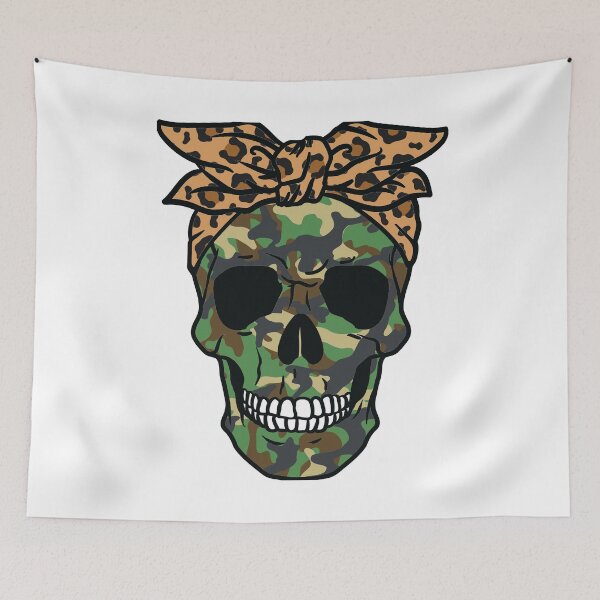 Artikelvorschau, Camo Skull Leopard Bandana entworfen und verkauft von kjanedesigns.