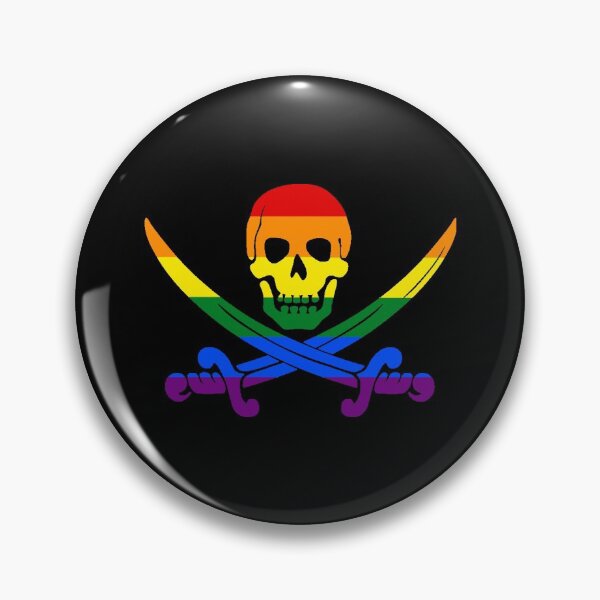 Item preview, LGBT Rainbow Flag Pirate Skull and Crossed Swords  designed and sold by Spartawolf.