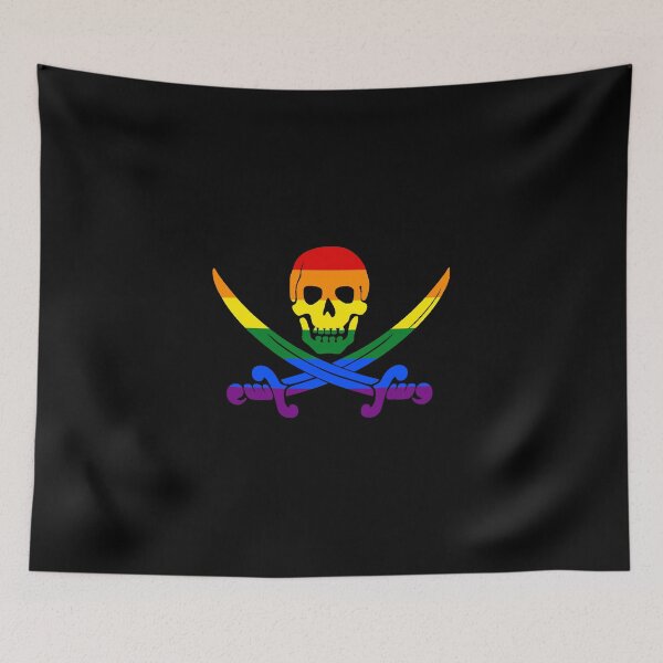 Item preview, LGBT Rainbow Flag Pirate Skull and Crossed Swords designed and sold by Spartawolf.