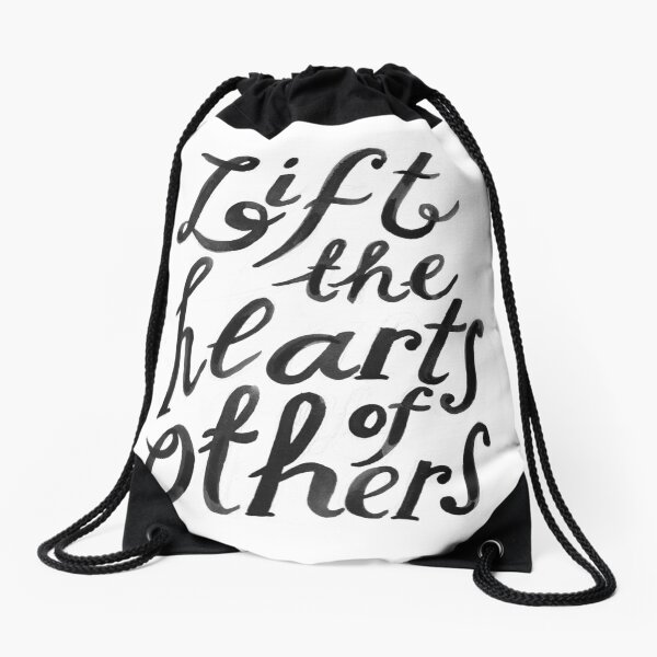lift the hearts of others (with pencil marks) Drawstring Bag