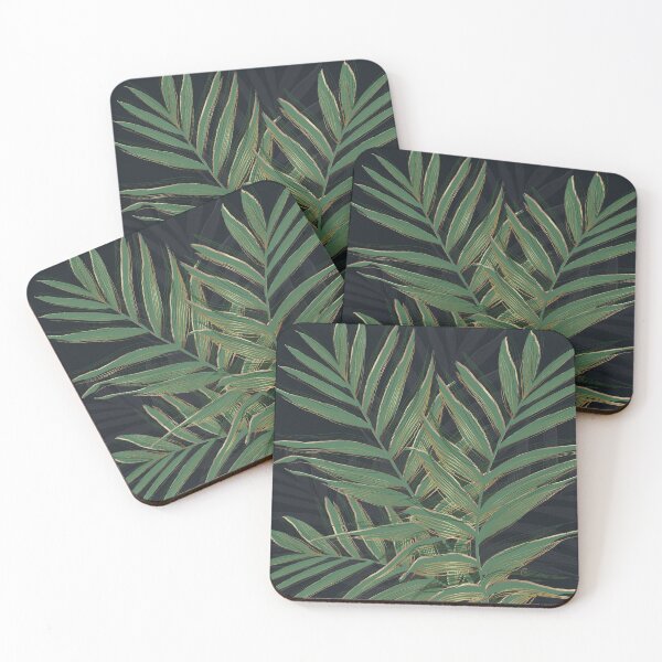 Item preview, Green Palm Leaves Gold Strokes Gray Design designed and sold by InovArtS.