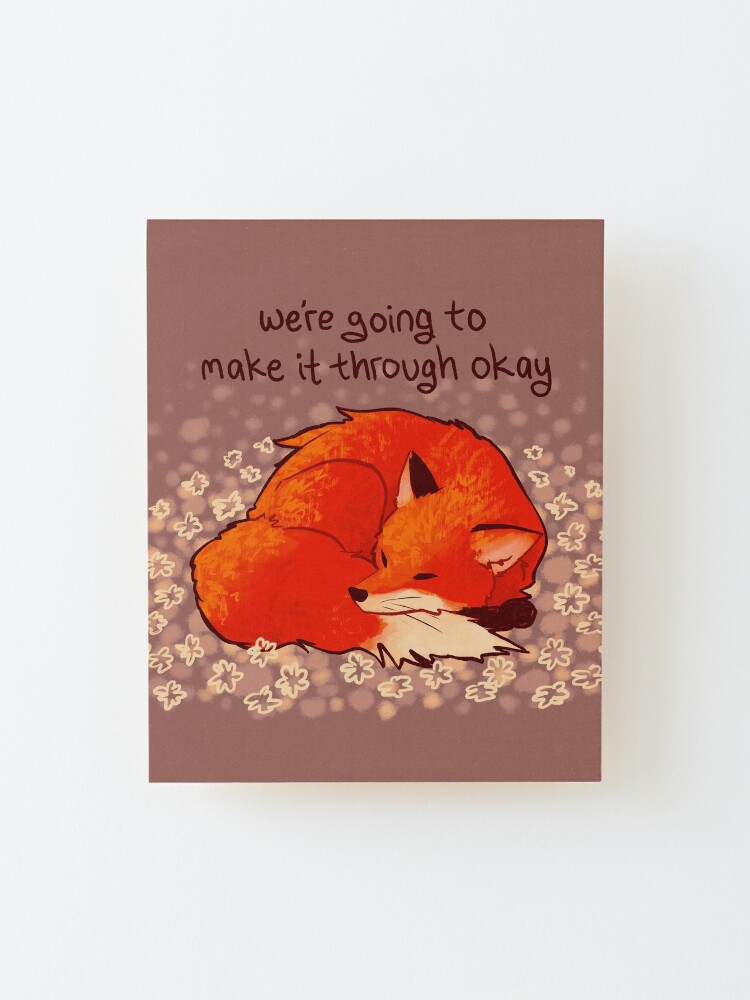 Alternate view of "We're Going to Make it Through Okay" Sleeping Flower Fox Mounted Print