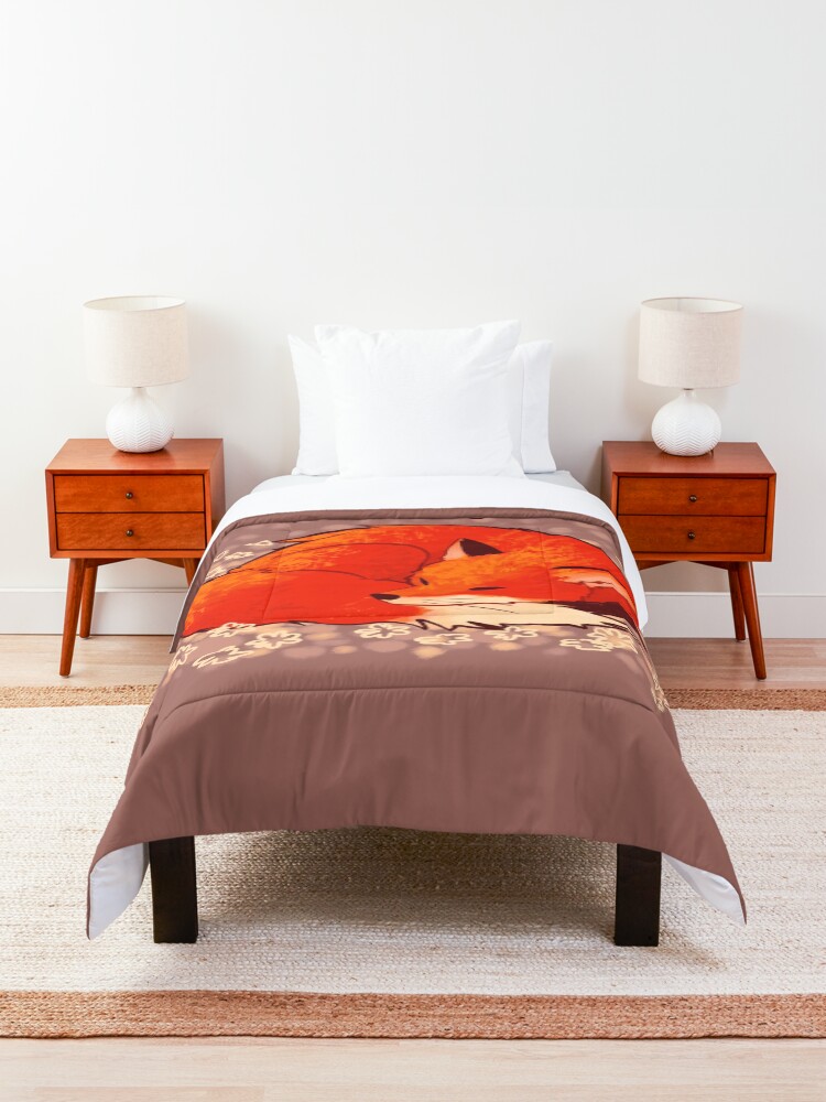 Alternate view of "We're Going to Make it Through Okay" Sleeping Flower Fox Comforter