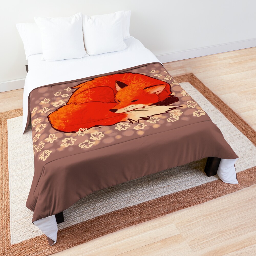 "We're Going to Make it Through Okay" Sleeping Flower Fox Comforter