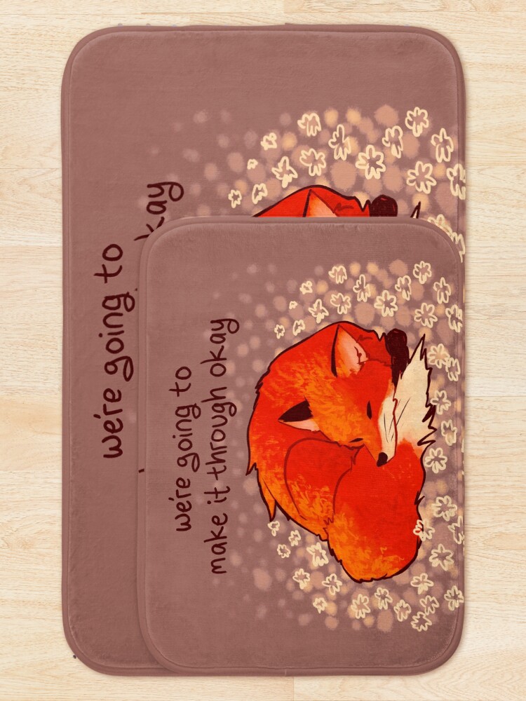 Alternate view of "We're Going to Make it Through Okay" Sleeping Flower Fox Bath Mat
