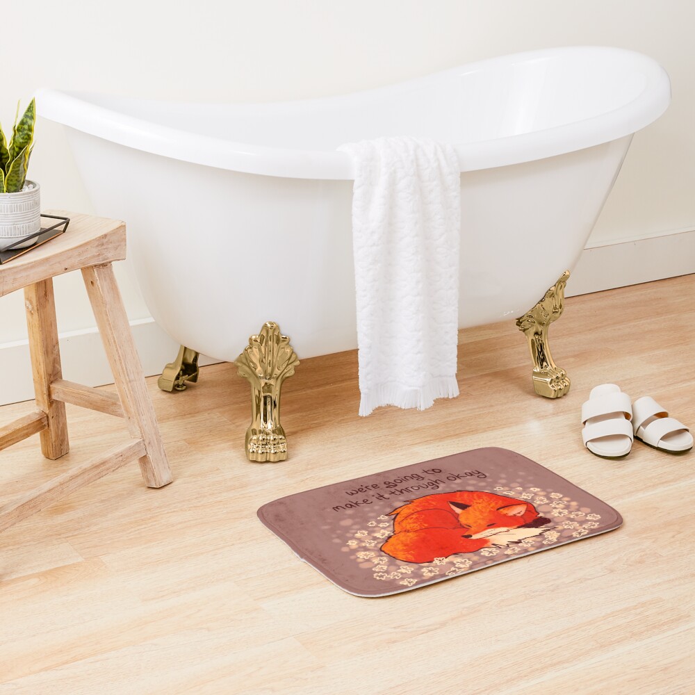 "We're Going to Make it Through Okay" Sleeping Flower Fox Bath Mat