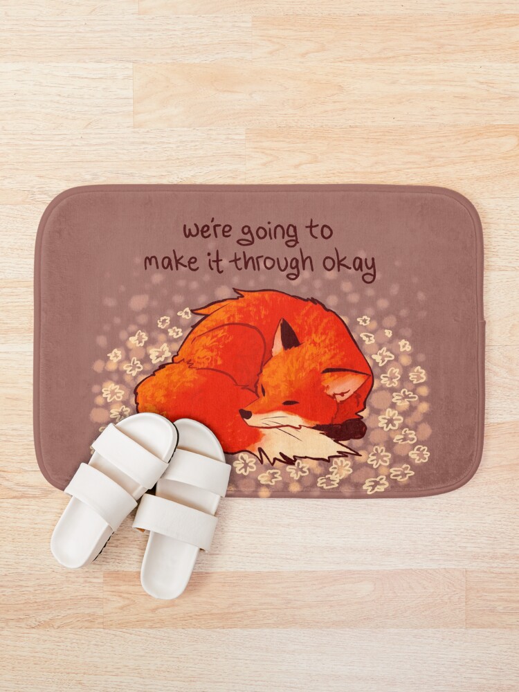 Alternate view of "We're Going to Make it Through Okay" Sleeping Flower Fox Bath Mat