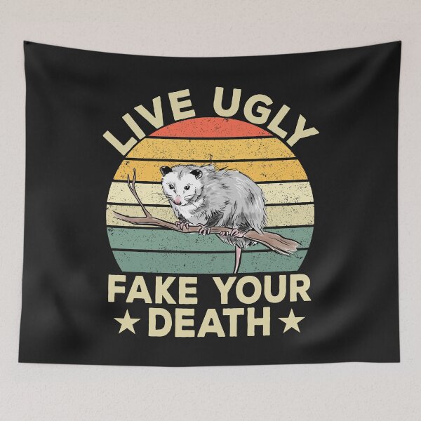 Item preview, Live Ugly Fake Your Death Retro Vintage Opossum Funny gifts designed and sold by Best Designer.