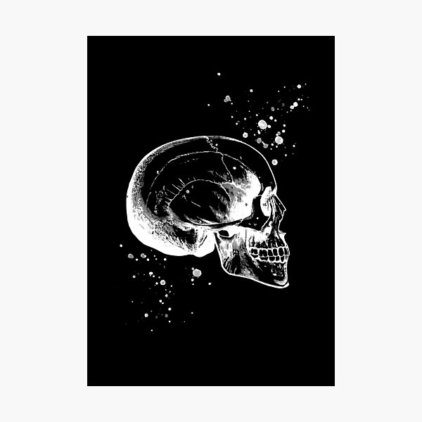 Skull Art • Illustration With Splashes • Black • Goth Photographic Print