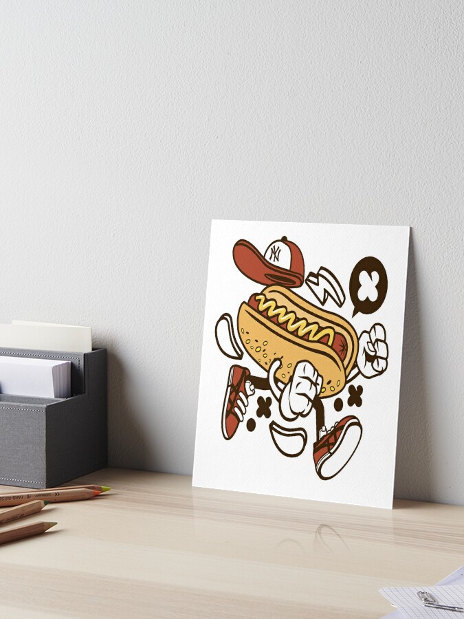 Cool Hot Dog With Cappy Cartoon Comic Art Board Print By Cbshirtstar Redbubble