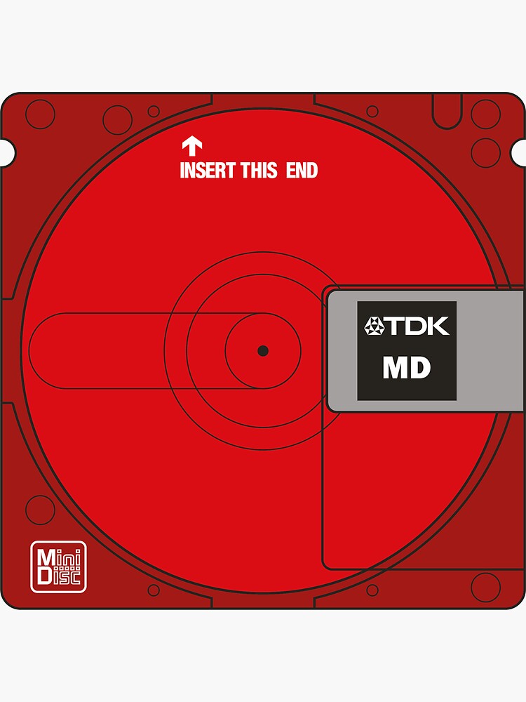 "Minidisc, red " Sticker by district88 Redbubble