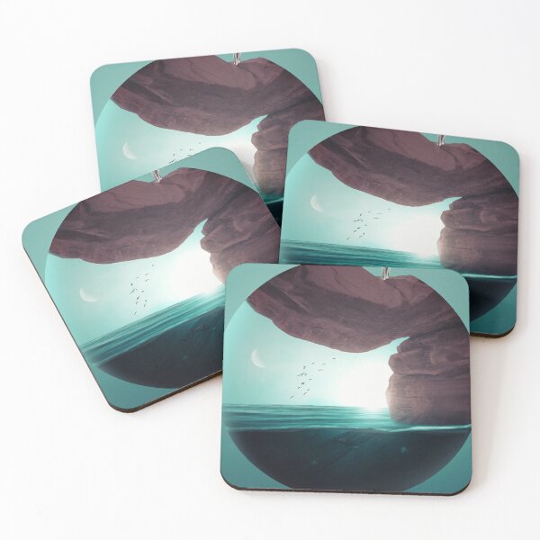 Item preview, Sea decor and white wolf on blue green blue background designed and sold by philippe souvy.