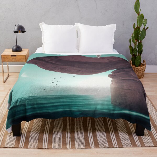 Item preview, Sea decor and white wolf on blue green blue background designed and sold by philippe souvy.