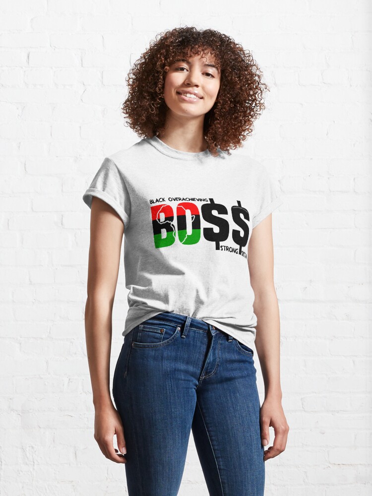 Alternate view of Black Overachieving Strong Sista Classic T-Shirt
