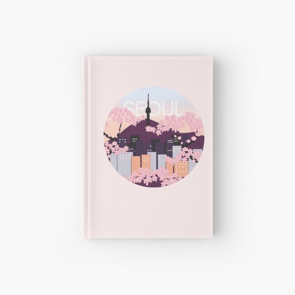 Item preview, Seoul Tower With Woodblock Style Cherry Blossoms South Korea  designed and sold by katlandreth.