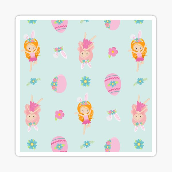 Item preview, Blue Fairy Girl Easter with Eggs, Flowers and Bunny Ears designed and sold by Sarcastic And Funny.