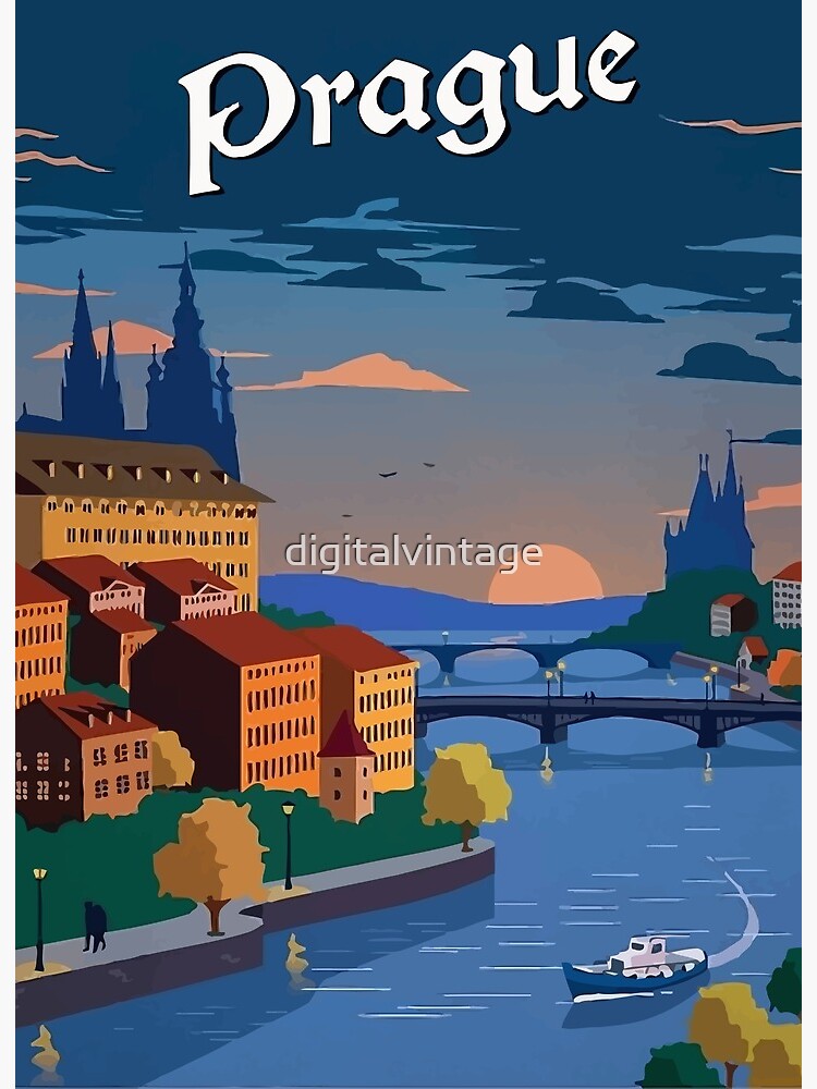 Aperçu 2 sur 2. Impression rigide avec l'œuvre Voyage Prague République Tchèque Vintage créée et vendue par digitalvintage.