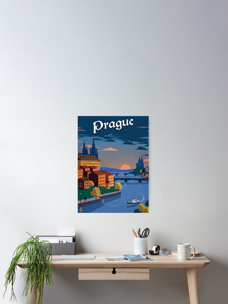 Aperçu 1 sur 3. Poster avec l'œuvre Voyage Prague République Tchèque Vintage créée et vendue par digitalvintage.