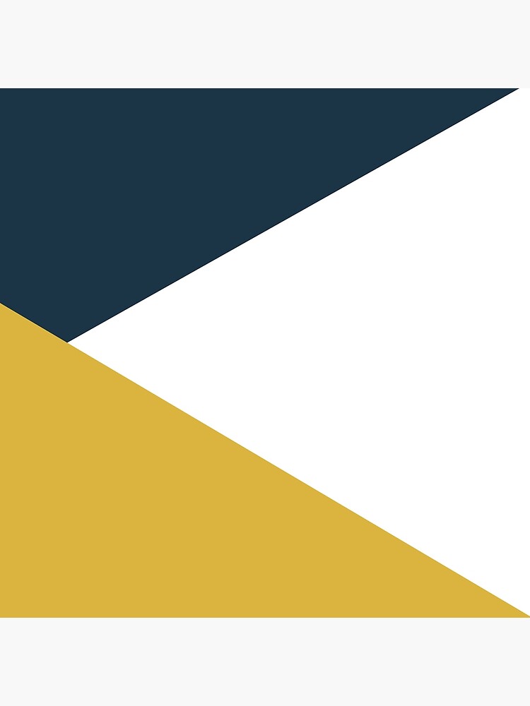 Angled Color Block in Navy Blue, Light Mustard Yellow, and White by kierkegaard