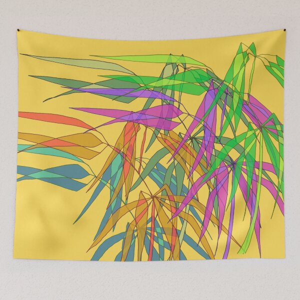 Item preview, Bamboo Leaves Multycolor on Yellow Board designed and sold by Istvan Ocztos.