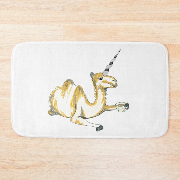 Item preview, Camel unicorn drinking tea designed and sold by KitCatCards.