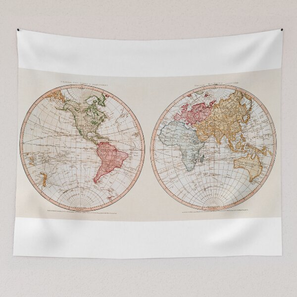 Item preview, Vintage New World Map - Hemispheres designed and sold by thomasjgaulton.