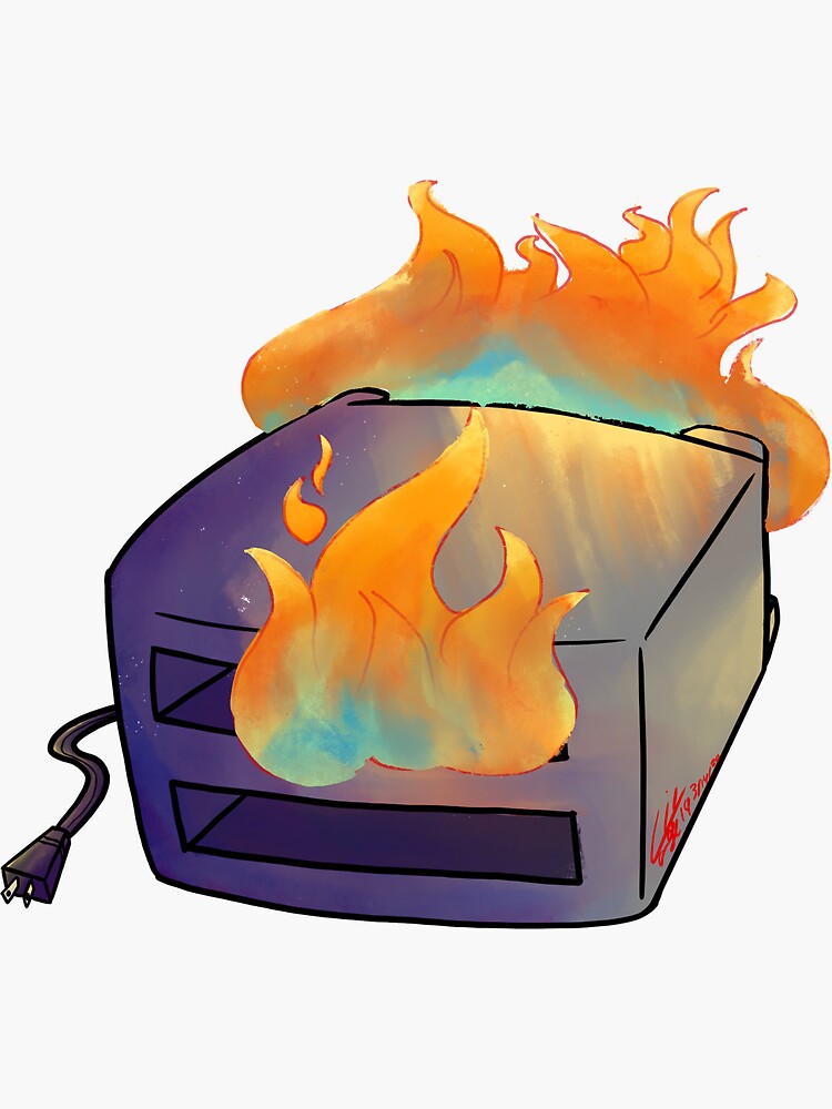 “Flaming Toaster” Sticker for Sale by LivDrawz | Redbubble