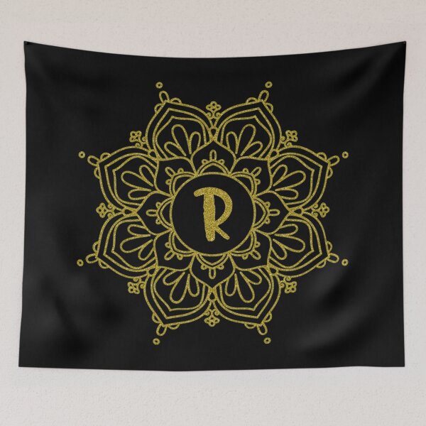 Item preview, Glitter Monogram Mandala Art - Letter R - Black Background designed and sold by MysticMagpie.