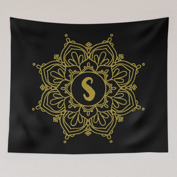 Item preview, Glitter Monogram Mandala Art - Letter S - Black Background designed and sold by MysticMagpie.