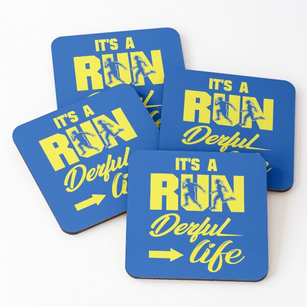Item preview, It's A Run Derful Life - Running Quotes - Yellow, Blue, Black, White - Marathoner Gift, Runner's Gift, Running Gift designed and sold by RaceRunnerz-.
