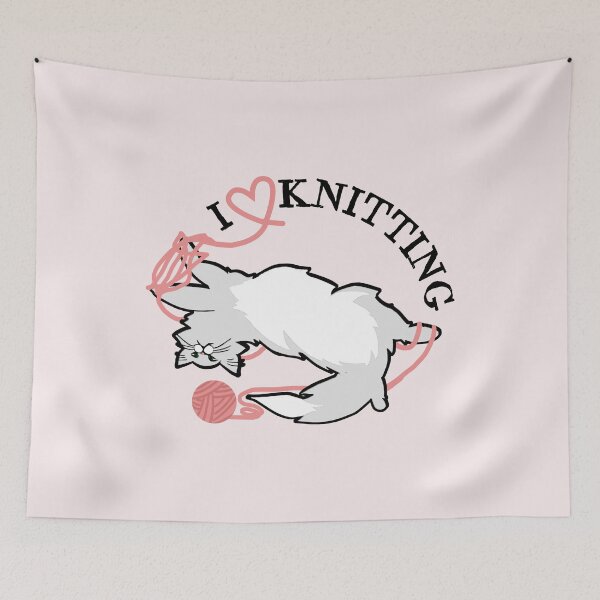 Item preview, I Love Knitting Cat Tangled in Yarn designed and sold by katlandreth.
