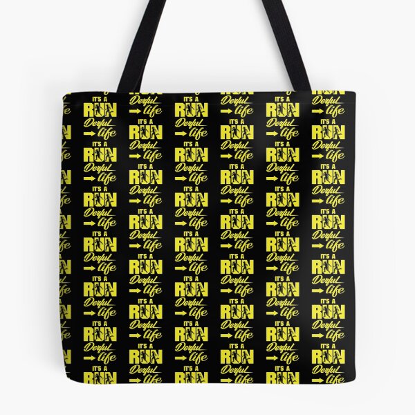 Item preview, It's A Run Derful Life - Running Quotes -  Yellow, Black, White - Marathoner Gift, Runner's Gift, Running Gift designed and sold by RaceRunnerz-.