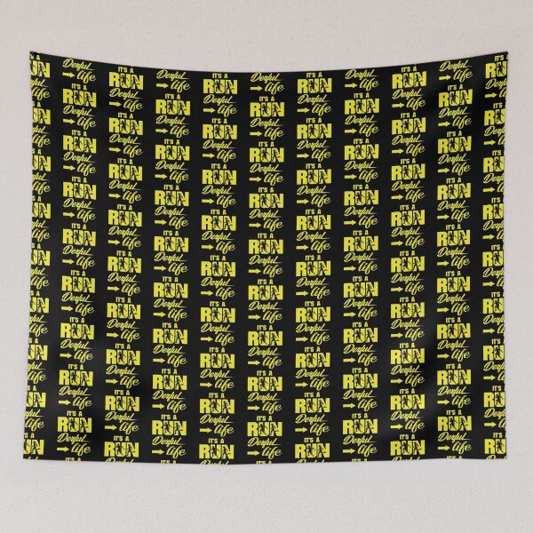 Item preview, It's A Run Derful Life - Running Quotes -  Yellow, Black, White - Marathoner Gift, Runner's Gift, Running Gift designed and sold by RaceRunnerz-.