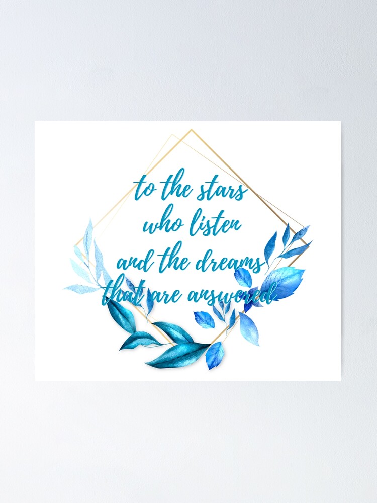 to the stars who listen and the dreams that are answered acotar Sticker  for Sale by lovely-lyrics