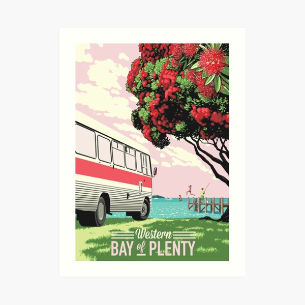 Bedford Bus + Pohutukawa Art Print