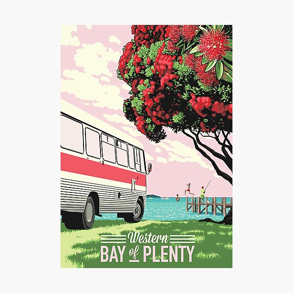 Bedford Bus + Pohutukawa Photographic Print