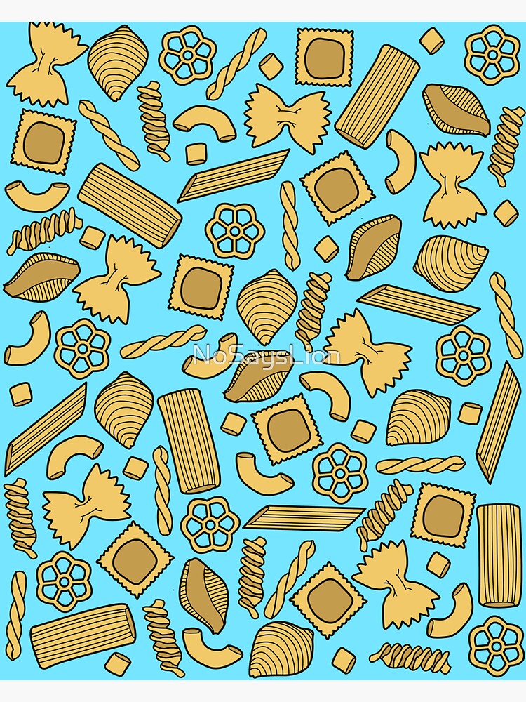 Thumbnail 3 of 3, Sticker, Pasta Pattern On Blue designed and sold by NoSaysLion.