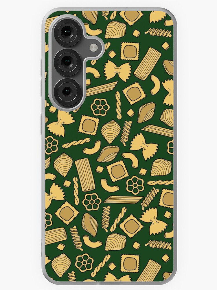 Thumbnail 1 of 4, Samsung Galaxy Phone Case, Pasta Pattern On Green designed and sold by NoSaysLion.