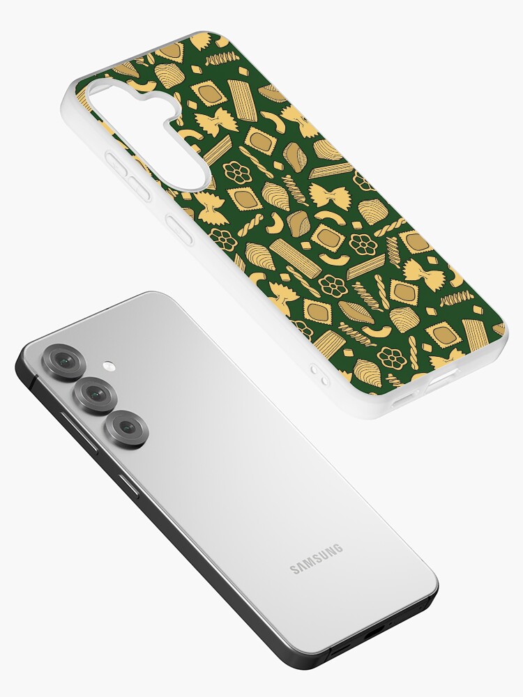 Thumbnail 2 of 4, Samsung Galaxy Phone Case, Pasta Pattern On Green designed and sold by NoSaysLion.