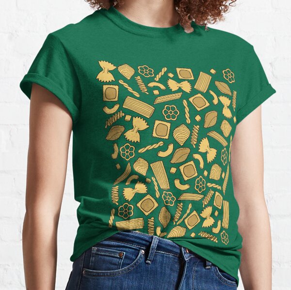 Pasta Pattern On Green Classic T-Shirt