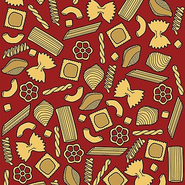 Artwork thumbnail, Pasta Pattern On Red by NoSaysLion