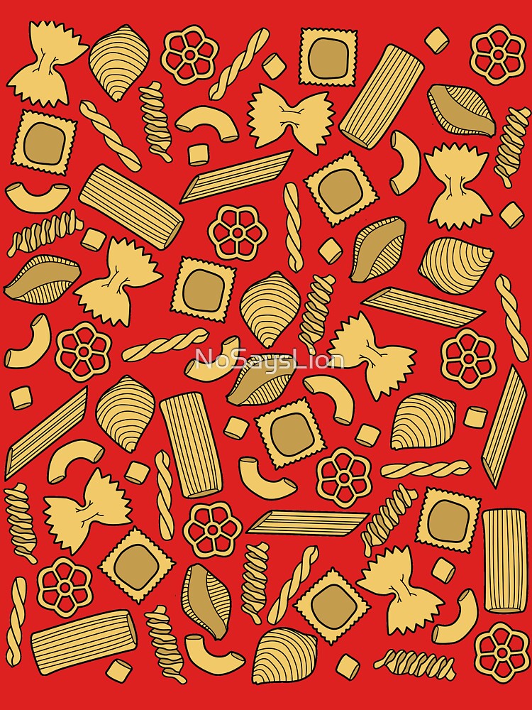 Thumbnail 7 of 7, Classic T-Shirt, Pasta Pattern On Red designed and sold by NoSaysLion.