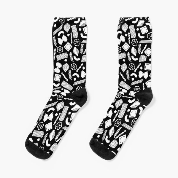 Pasta Pattern On Black Socks