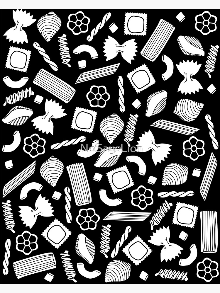 Thumbnail 3 of 3, Sticker, Pasta Pattern On Black designed and sold by NoSaysLion.