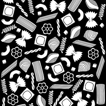 Artwork thumbnail, Pasta Pattern On Black by NoSaysLion