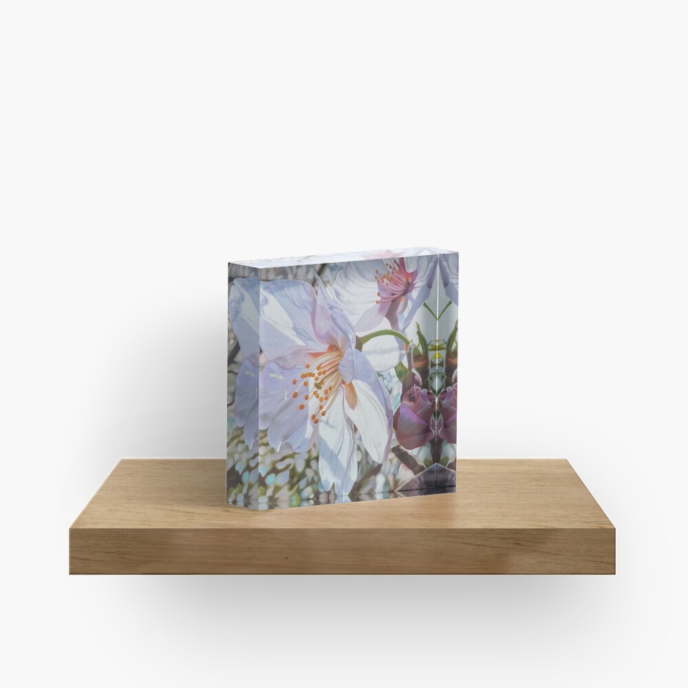 Sparks - spring cherry blossom painting Acrylic Block